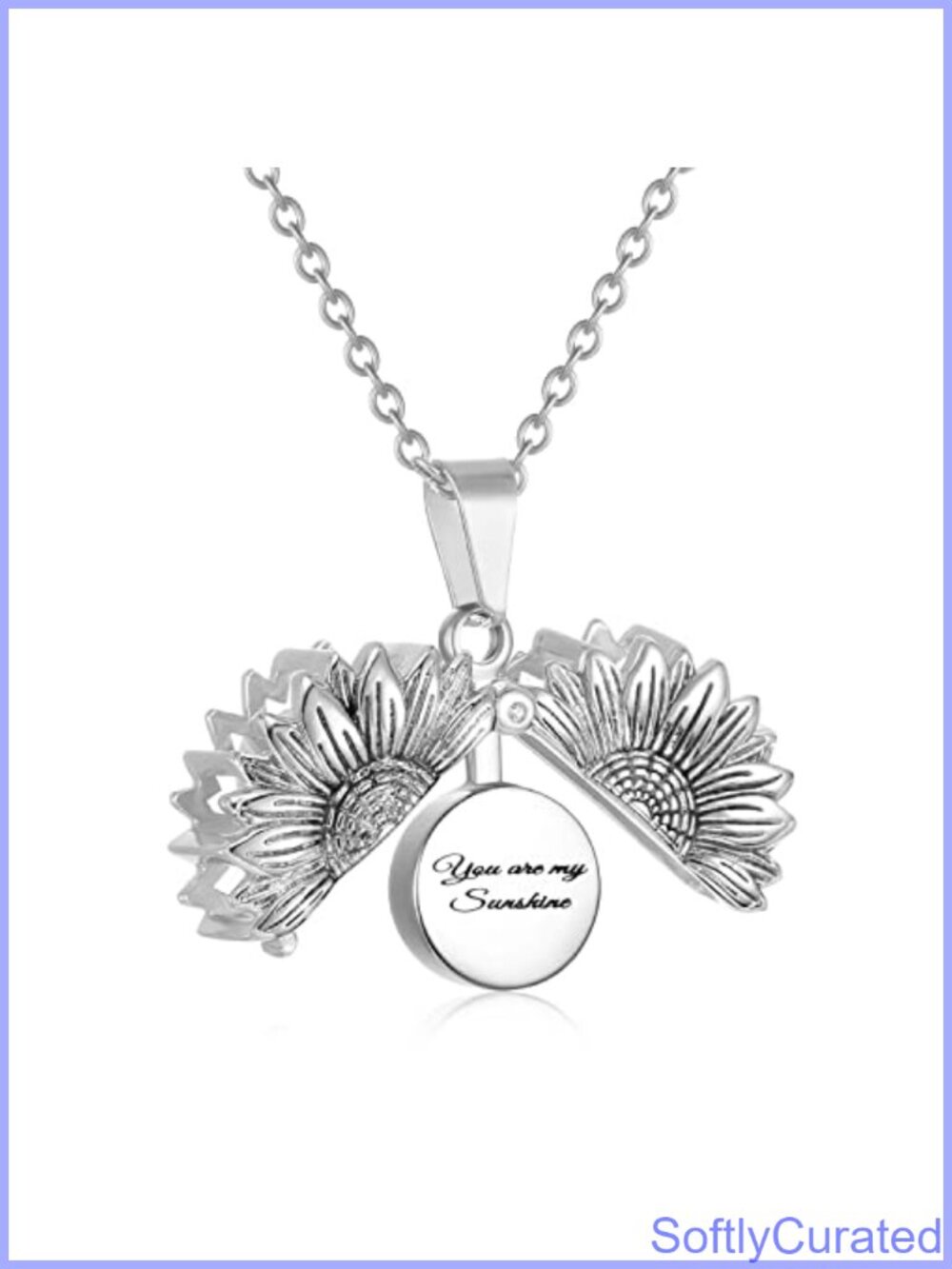 Personalized Sunflower Urn Necklace for Ashes | Stainless Steel Memorial